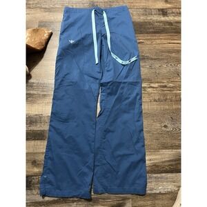 Med Couture Blue Women's Elastic Drawstring Flared Scrub Bottoms XS 29W 29L